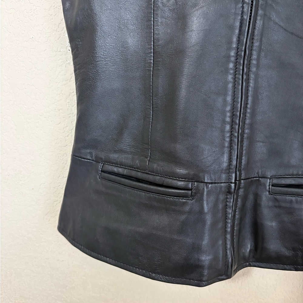 Vintage Saguaro West Black Leather Collared Zip Up Vest for Women Size Small - Picture 5 of 15